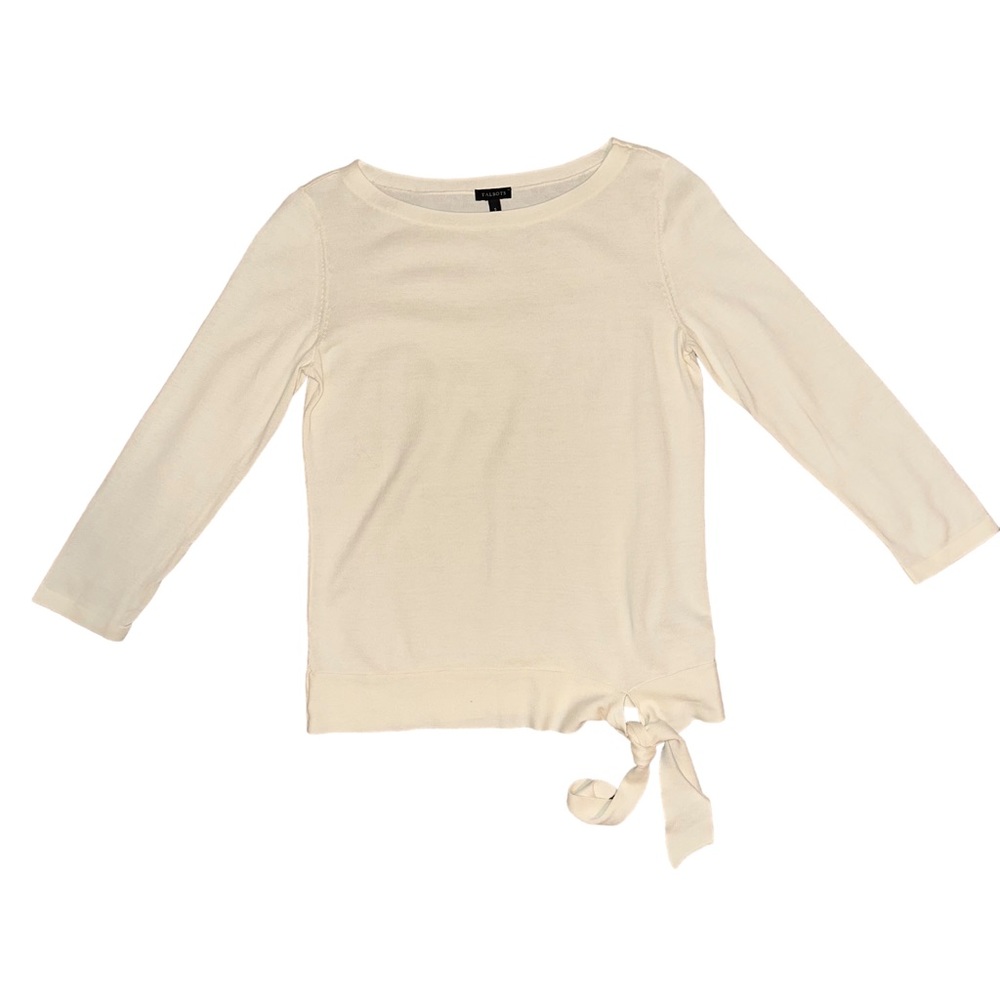 Talbots Long Sleeve Tee with Tie Detail Size Small Cream
